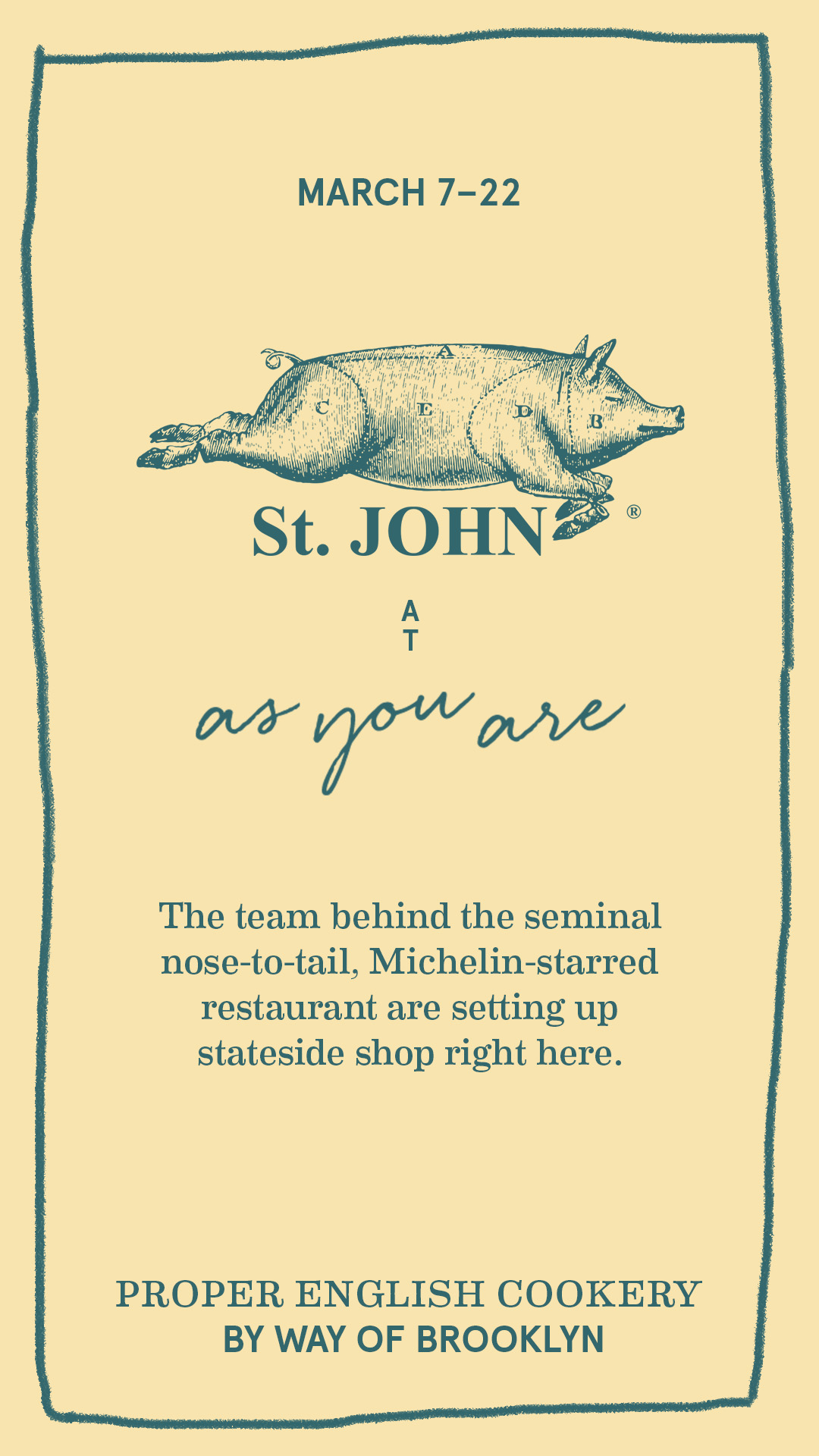 Flyer with details for collaboration between St John and As You Are restaurants
