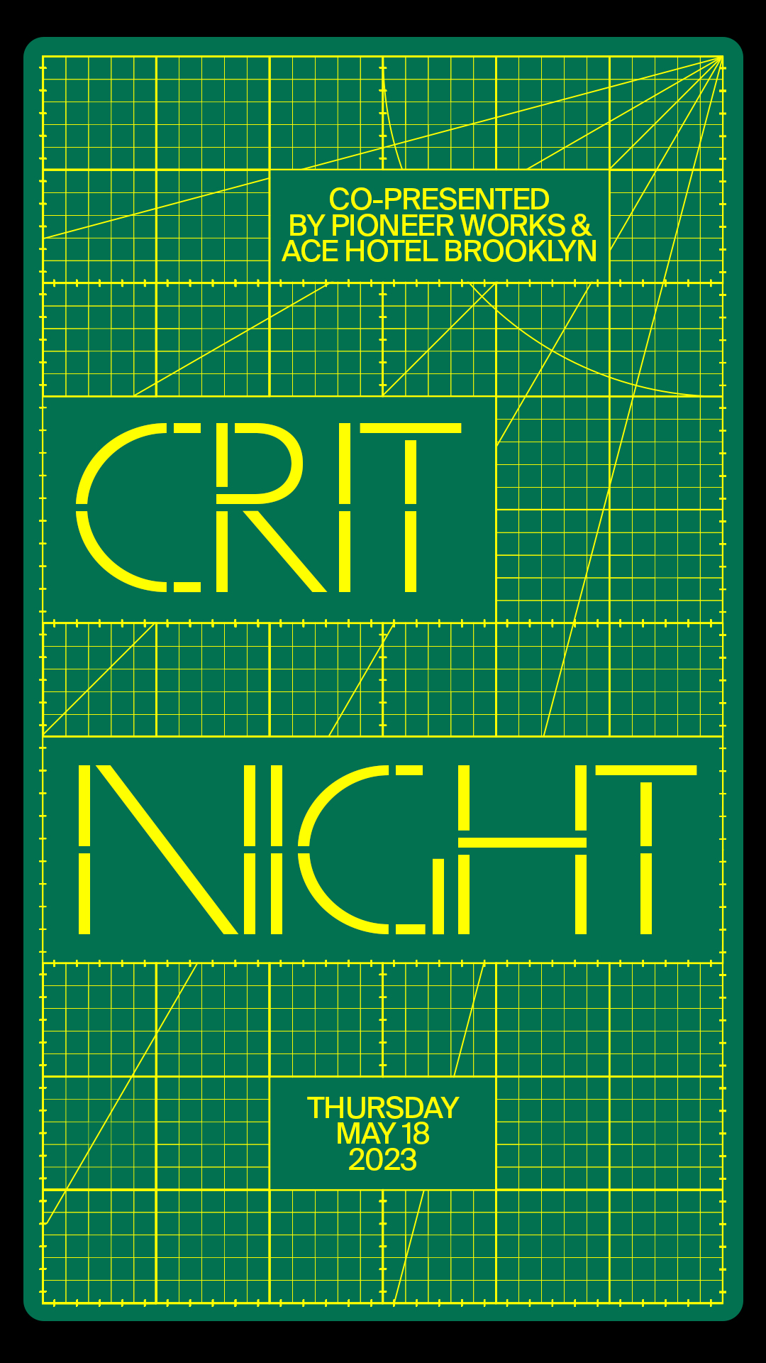 Crit Night Flyer for event at Ace Brooklyn
