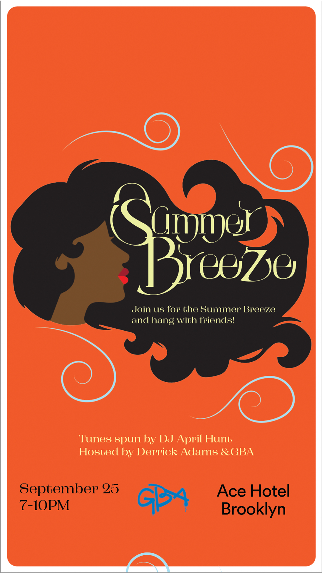 Summer breeze promo flyer for Tuesday event with GBA