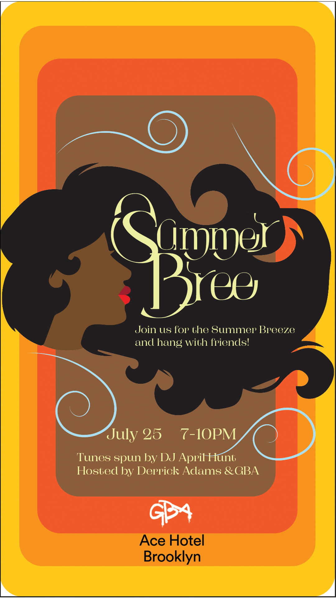 Summer breeze promo flyer for Tuesday event with GBA