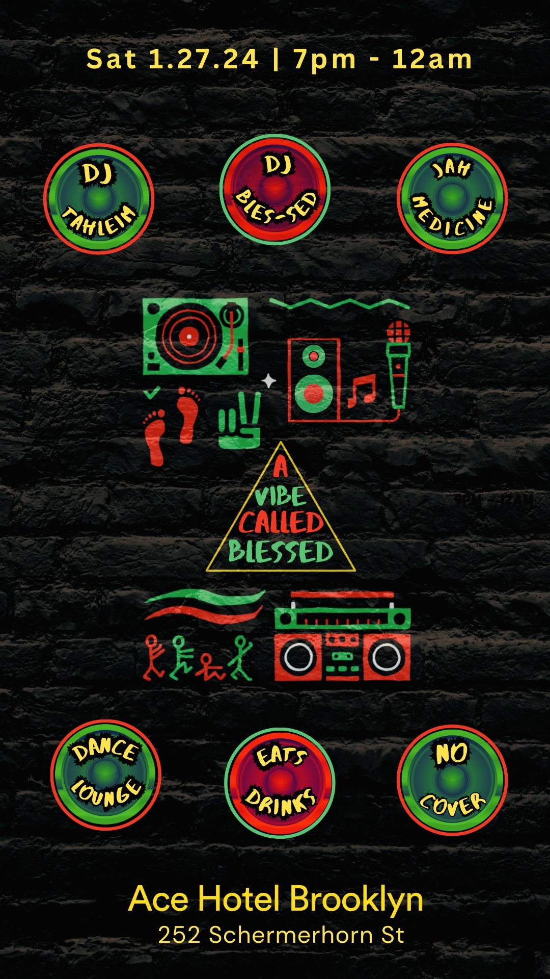A VIBE CALLED BLESSED FLYER for Ace Brooklyn