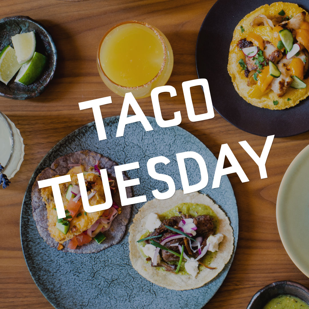 plates of tacos with text reading "Taco Tuesday"