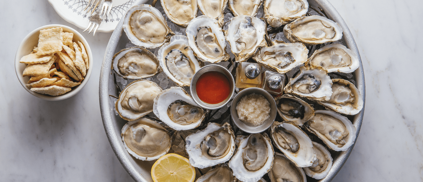 Oysters arranged in a bowl