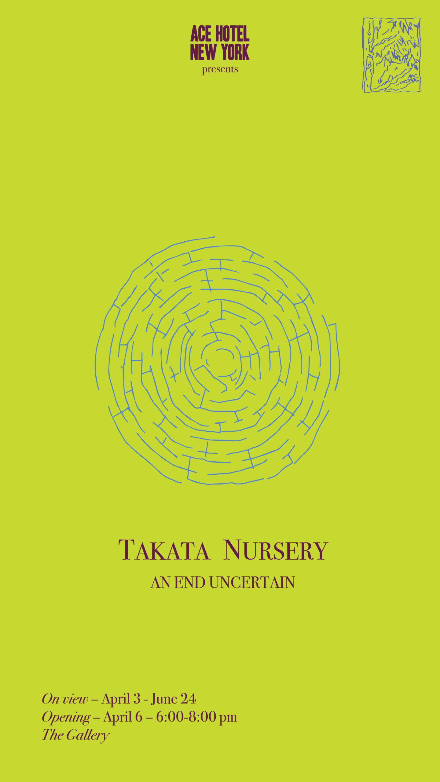 Graphic flyer for Takata Nursery opening party on April 6