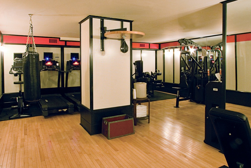 Ace Hotel New York equipment includes a speed and punching bags, treadmill machines, exercise bike and Leg Extension Curl