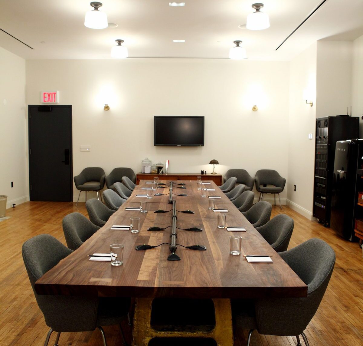 Boardroom set for a corporate meeting at Ace Hotel New York