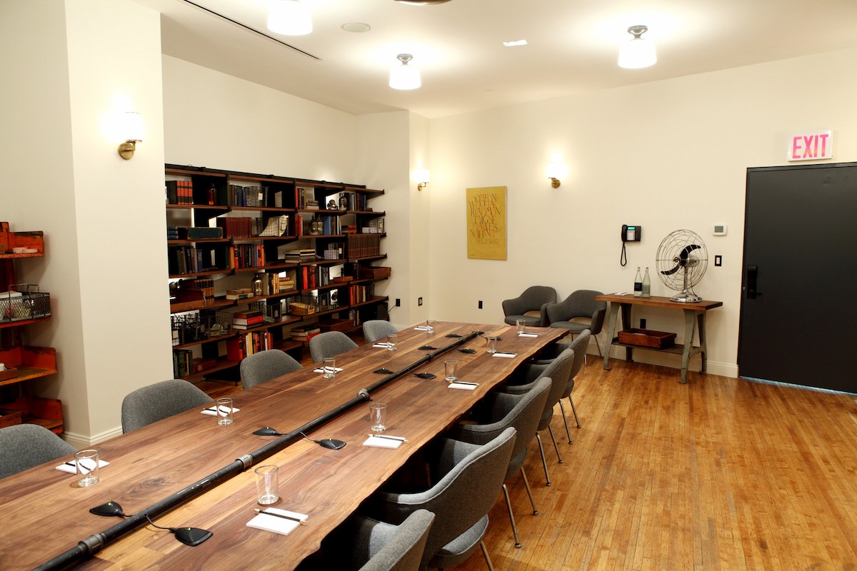 Boardroom set for a creative offsite at Ace Hotel New York