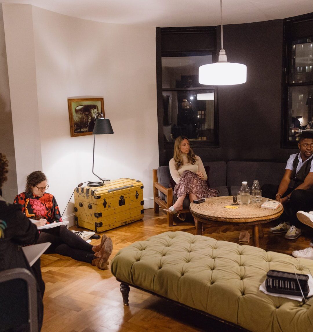 Relaxed lounge seating set up for a group event at Ace Hotel New York