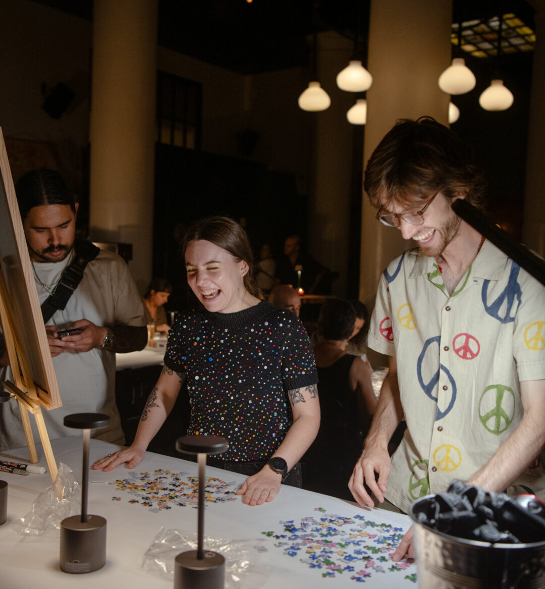 Guests at a hosted puzzle event at Ace Hotel New York