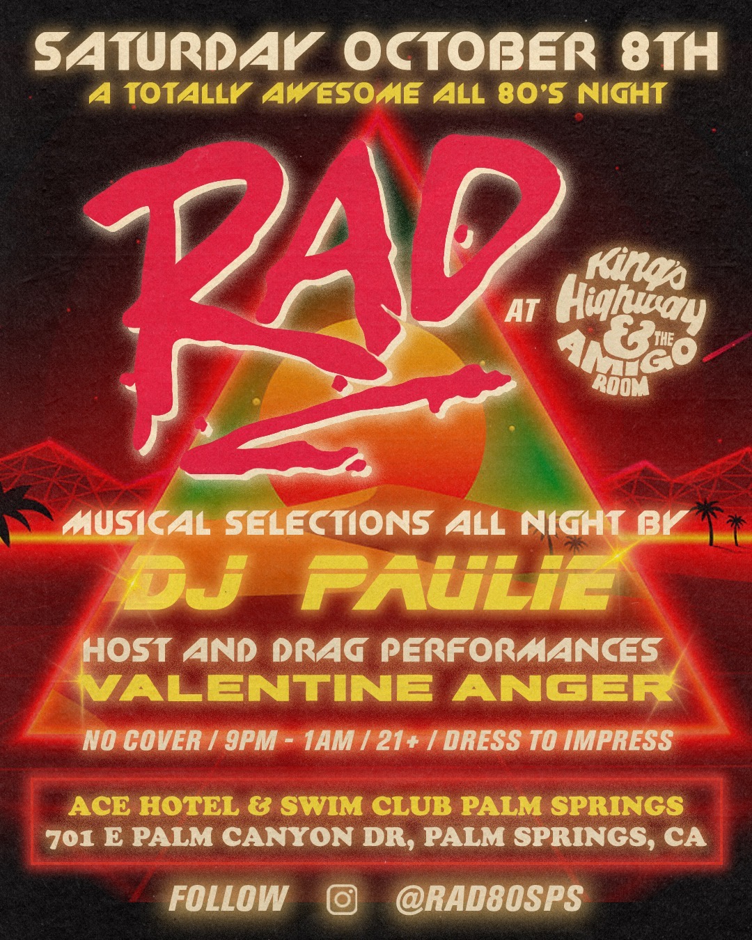 Rad! 80s Night with DJ Paulie promo