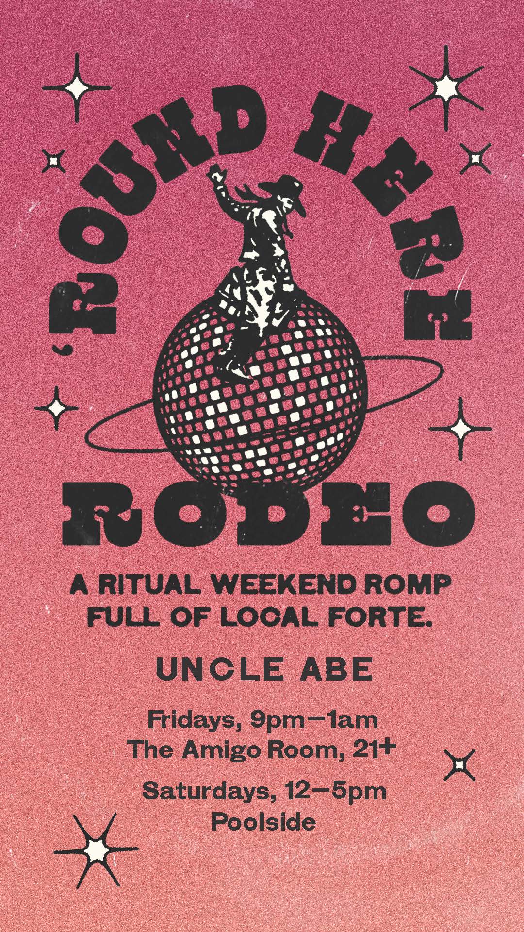 Red flier for round here rodeo Uncle Abe