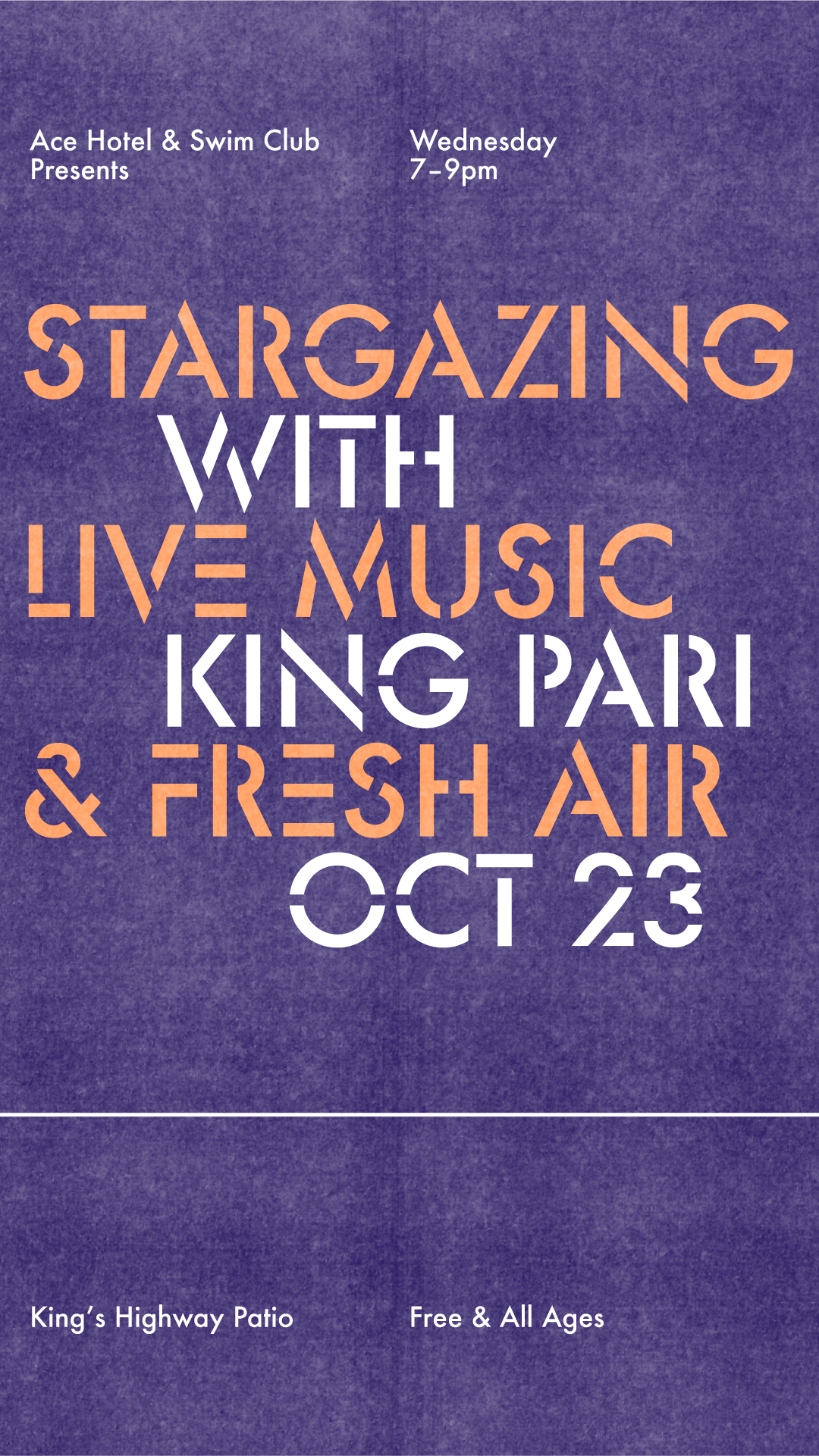 Graphic that reads sargazing live music and fresh air with Ynes Mon Oct 16