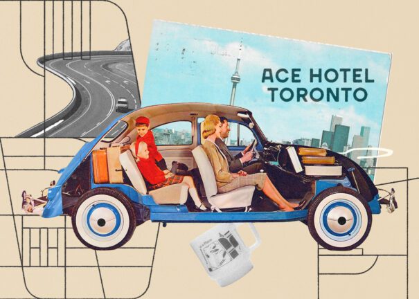 ace hotel toronto parking package a graphic of a family in a car on a road trip to toronto